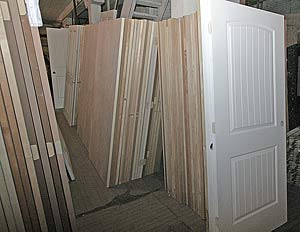 Photo of door blanks in stock at Overhauser's Outlet.