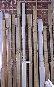 Photo of several porch posts.