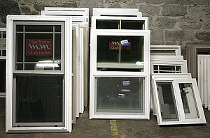 A photo of triangle shaped windows.